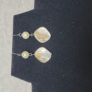 Dangle Earrings with Faux Pearl Accents